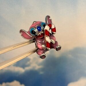 Pink ANGEL with candy cane Christmas charm for Pandora Lilo and Stitch